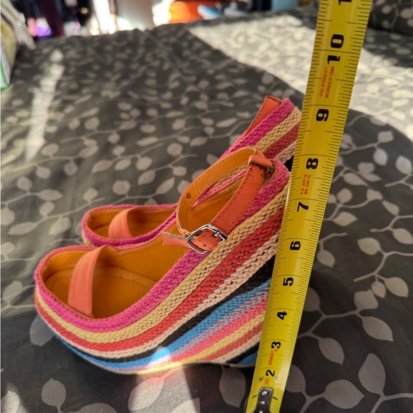 Colorful Striped Wedge Sandals - Picture 5 of 13